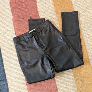 KanCan Hi Rise Black Pleather Leggings Ankle Zip 7/27